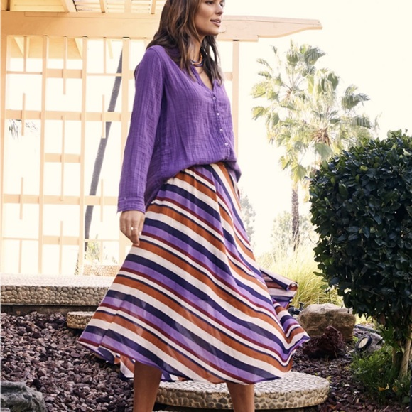 Xirena Sz Small Sasha Barcelona Skirt – Japanese Silk Cotton Seville Stripe Boho - Picture 1 of 6